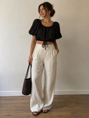 H&M Black Puff Sleeve Blouse